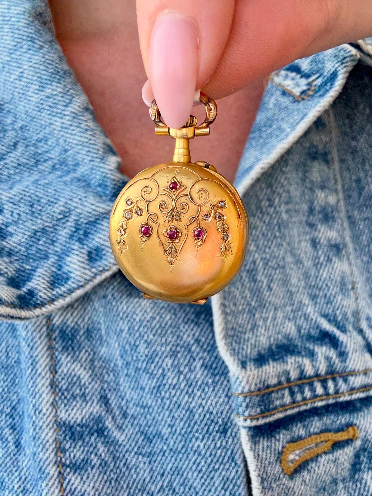 Ruby & Diamond Pocket Watch, 18k — Mary Ann-tiques