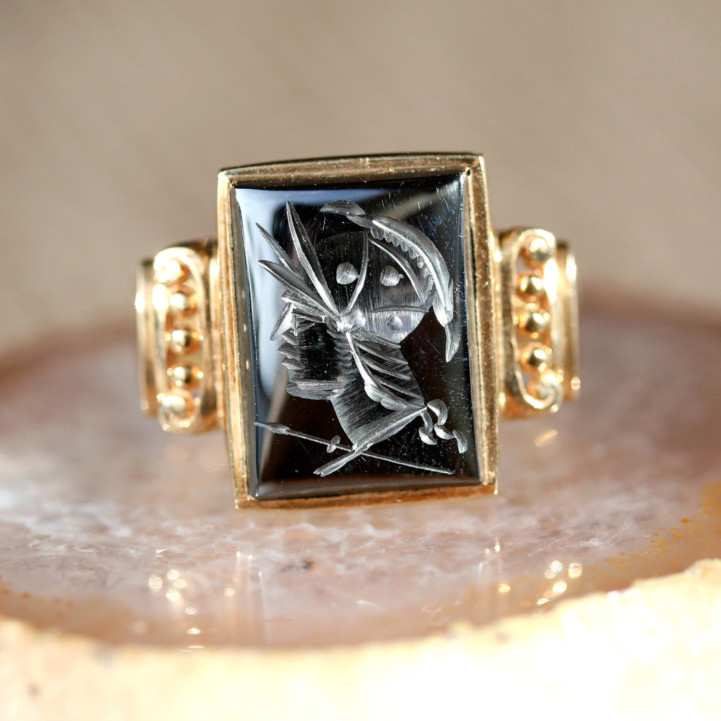 Hematite intaglio deals mens ring